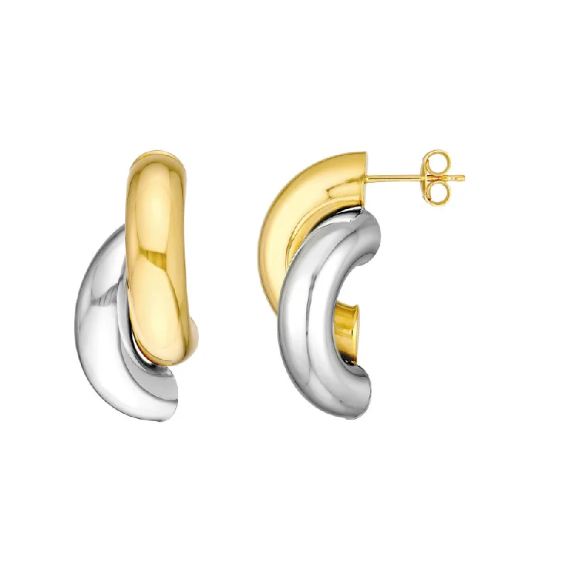 14k Two-Tone Double Half Circle Earrings