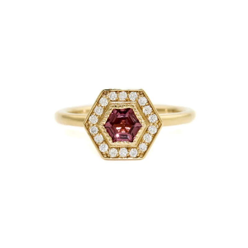 Hexagonal Pink Sapphire Ring