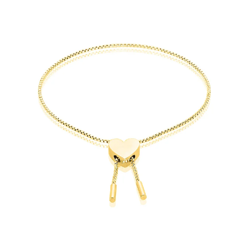 14k Gold Plated Heart Bolo Bracelet