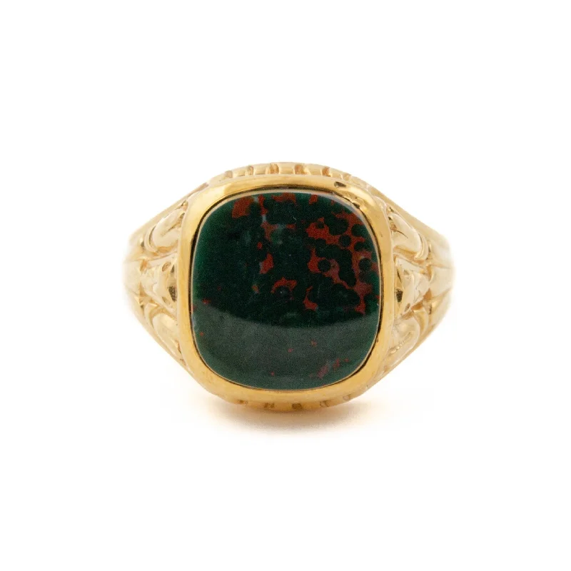 14K Gold Bloodstone Signet