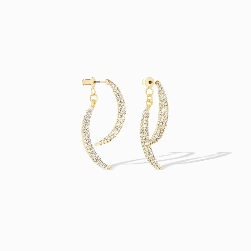 double crystal curved bar drop earring