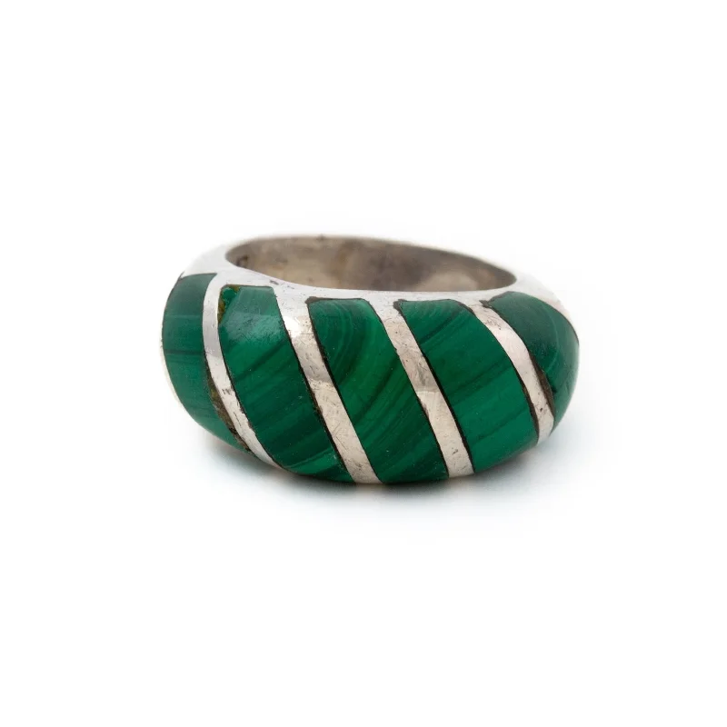 Bulbous 1970's Malachite Ring