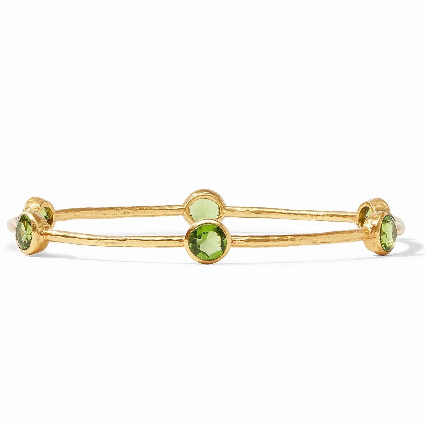 Julie Vos 24K Gold Plated Milano Bangle Bracelet with Green Chalcedony, Large