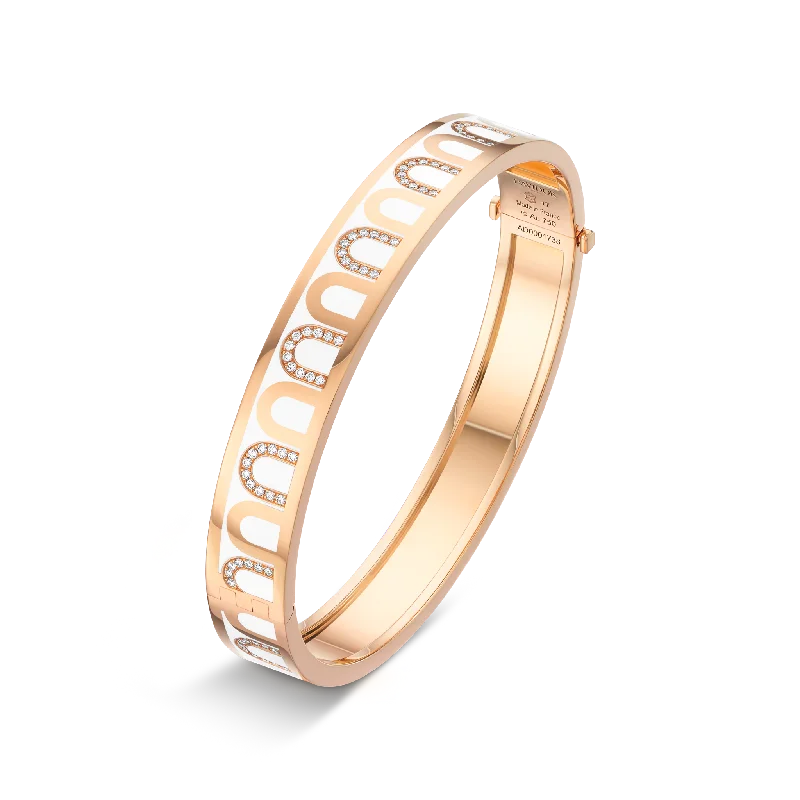 L'Arc de DAVIDOR Bangle MM, 18k Rose Gold with Lacquered Ceramic and Colonnato Diamonds