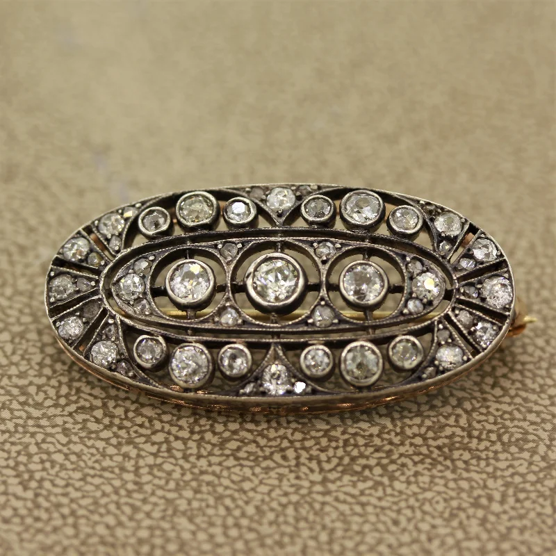 Victorian Antique Diamond Gold Brooch