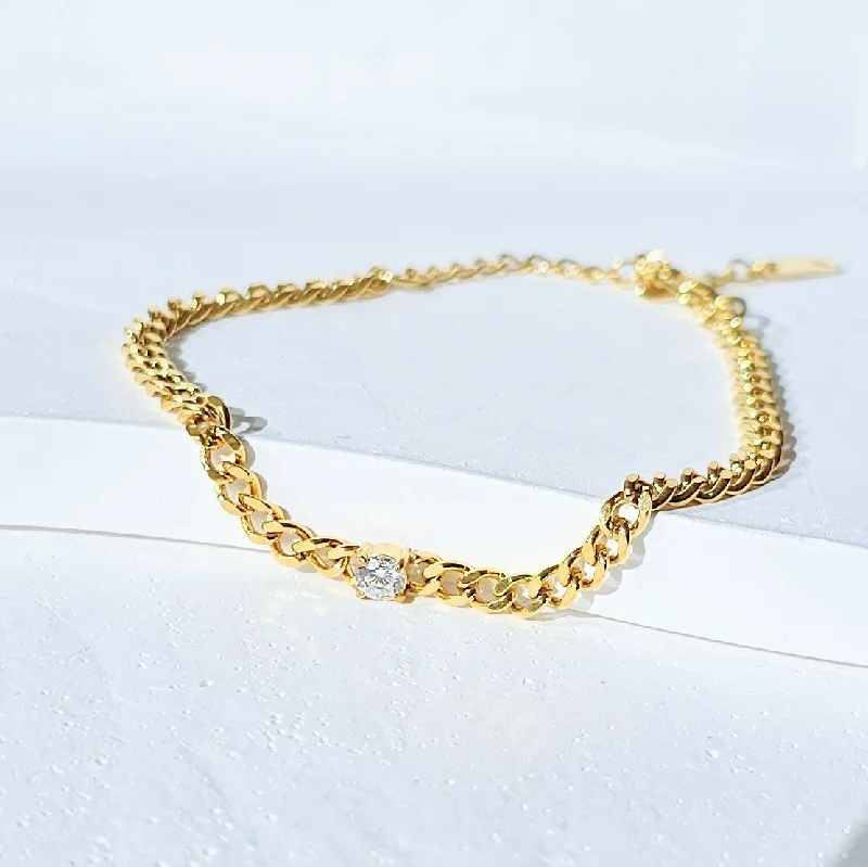 Minimal Chain Round Crystal Bracelet