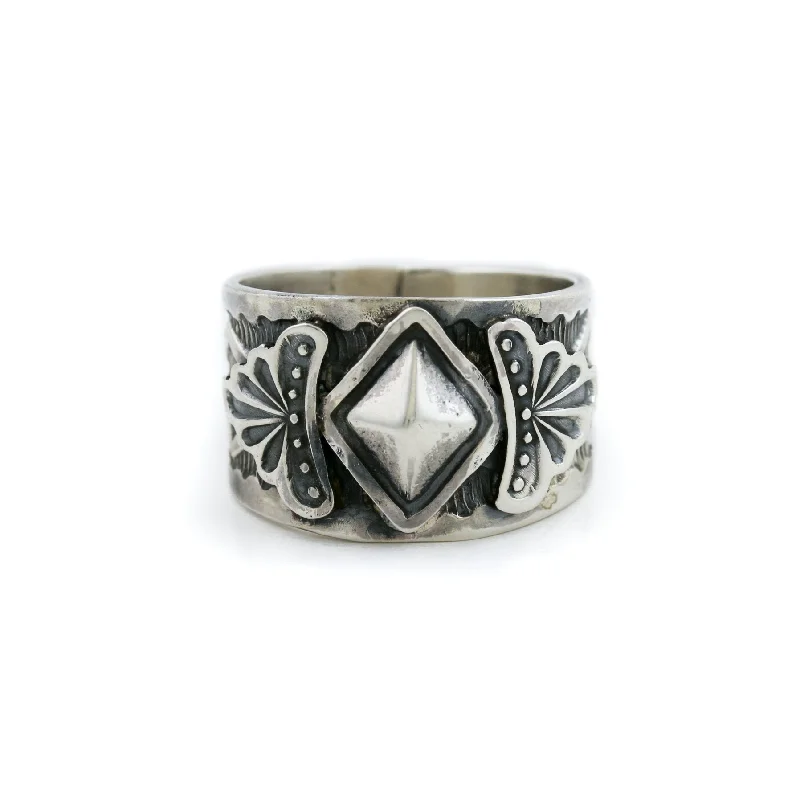 Contemporary Stamped Silver Navajo Ring