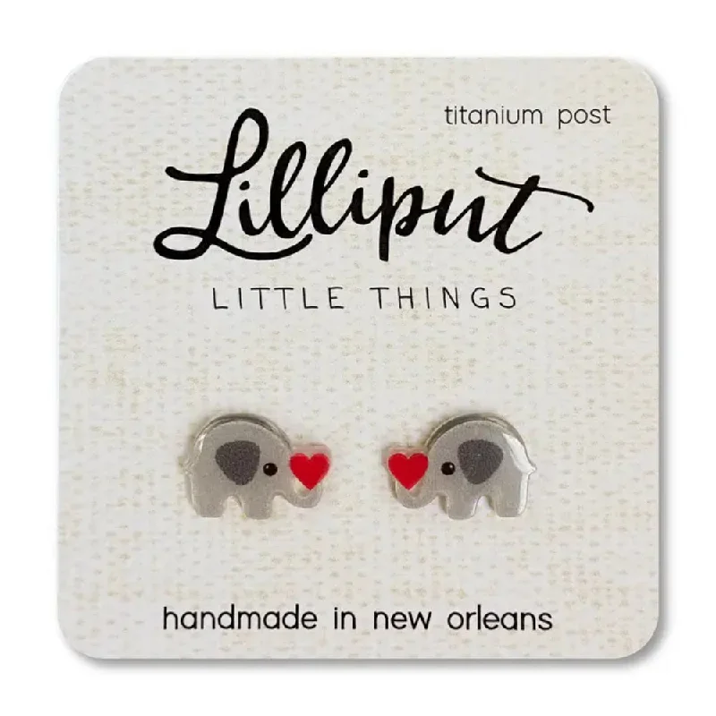 Lilliput Little Things Elephant W Heart Earrings