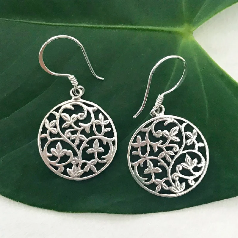 Flowering Vines Earrings - Sterling Silver, Indonesia