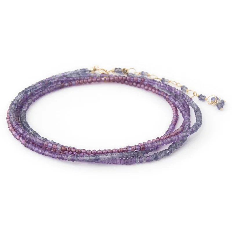 Iolite, Amethyst & Garnet Ombre Wrap Bracelet