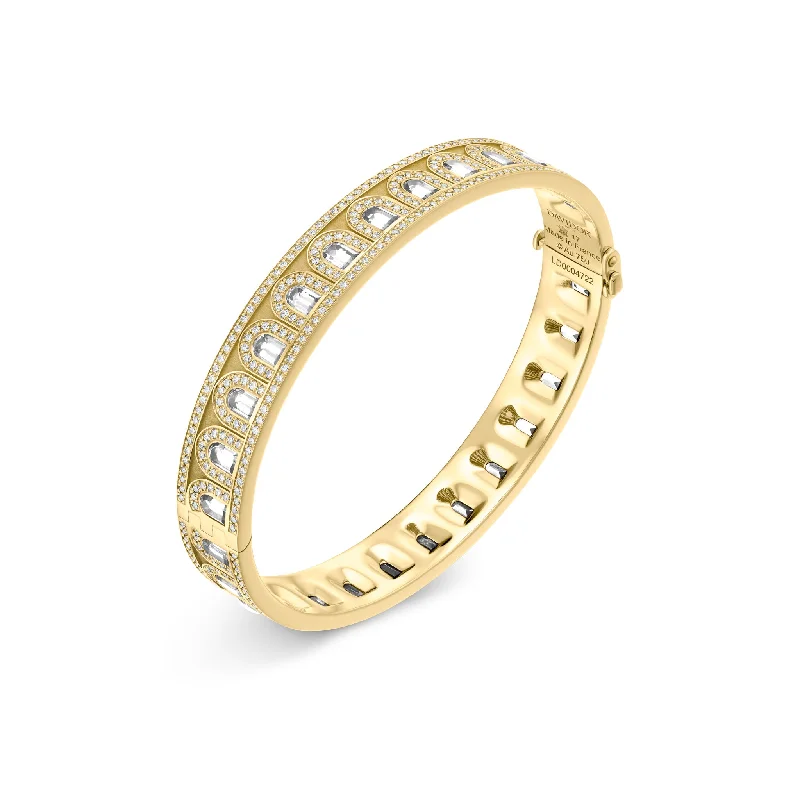 L'Arc Deco Bangle, 18k Yellow Gold with DAVIDOR Arch Cut Diamonds and Brilliant Diamonds