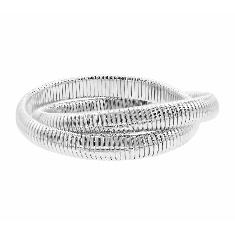 Sterling Silver Plated 2-Layer Omega Chain Bracelet