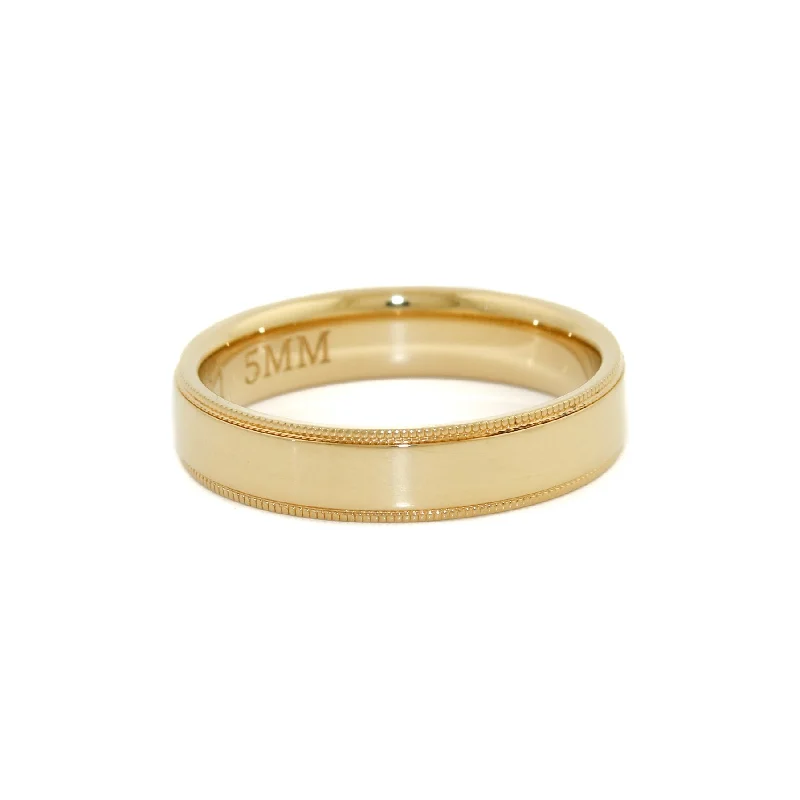 Yellow Gold x 5mm Half-Round Rope-Edge Band