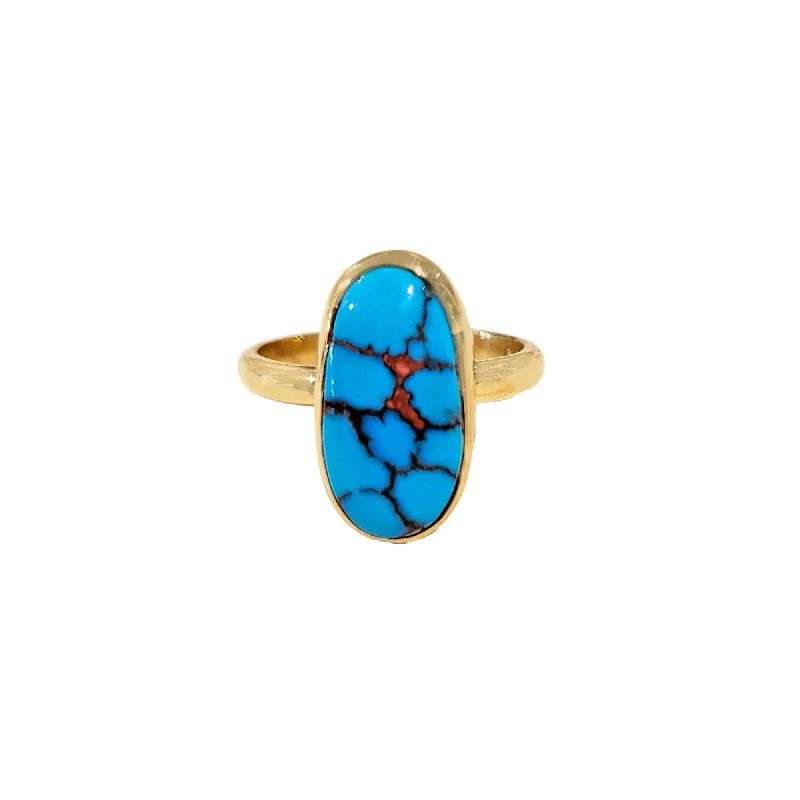 14k Oblong Turquoise Ring