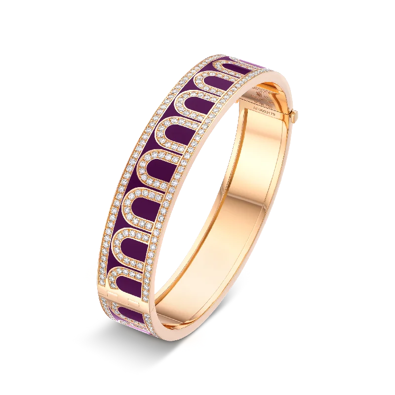 L'Arc de DAVIDOR Bangle GM, 18k Rose Gold with Lacquered Ceramic and Palais Diamonds