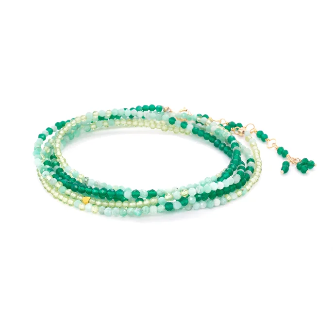 Green Onyx, Emerald & Peridot 'Mint' Ombre Wrap Bracelet