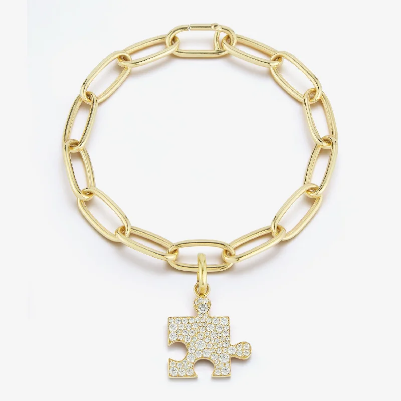 Diamond Puzzle Charm with Link Bracelet