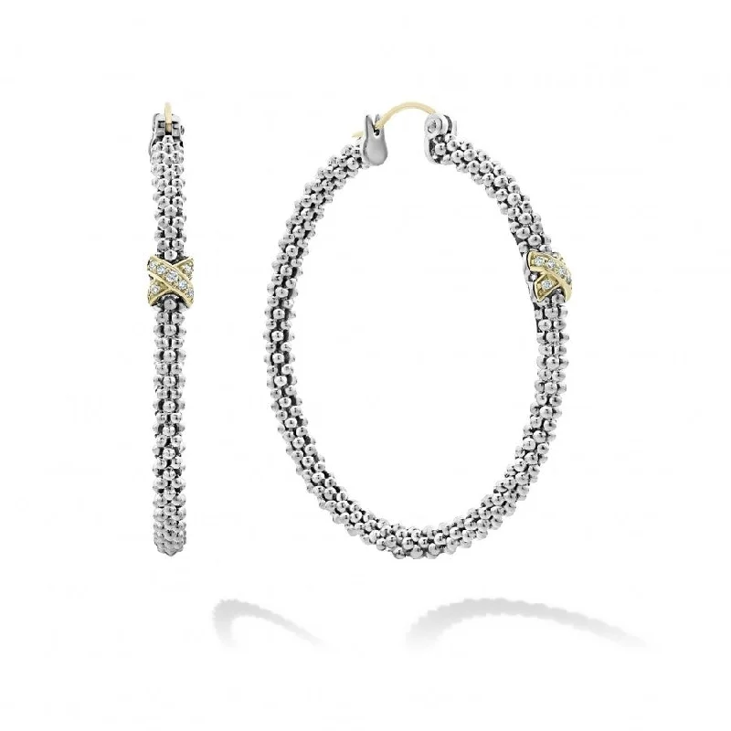 Lagos Caviar Lux Diamond Hoop Earrings