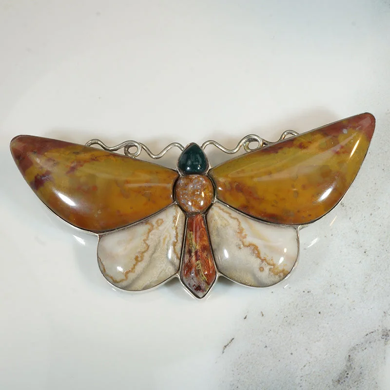 Whimsical Agate Butterfly Scottish Pebble Brooch