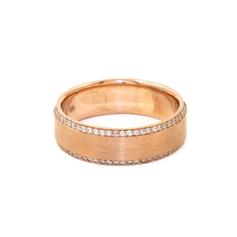 Matte 10 K Rose Gold Diamond Band