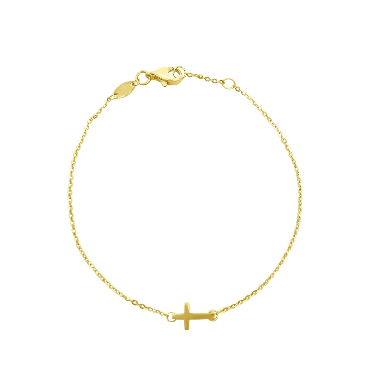 Gold Mini Cross Bracelet